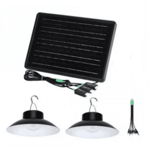 Lampa impermeabila pentru exterior CC9015 cu 2 becuri tip aplice si panou solar imagine