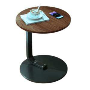Masuta rotunda pentru cafea lemn cu metal 50 x 60 cm natur cu negru imagine