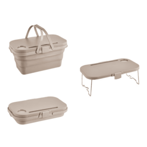 Lighean pliabil 2 in 1 cu masuta picnic 8L BEJ imagine