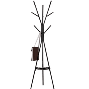 Cuier haine cu suport din lemn pentru accesorii 9 carlige otel carbon 180 x 45 cm imagine