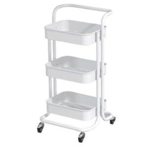 Raft portabil cu 3 nivele de depozitare maner pentru transportare din metal 45x37x82cm ALB imagine