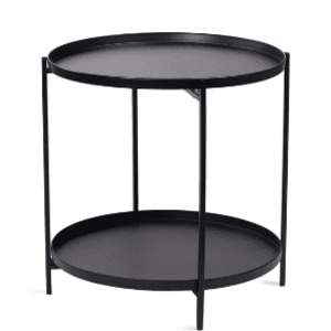 Masuta rotunda pentru cafea din metal 2 nivele 42 x 52 cm NEAGRA imagine