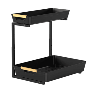 Organizator pentru bucatarie sau baie cu 2 rafturi retractabile inaltime ajustabila imagine