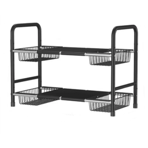 Raft metalic pentru depozitare sub chiuveta extensibil 55 85 cm 4 cosuri imagine