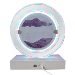 Lampa decorativa pentru birou cu LED multicolor tip tablou cu nisip miscator 3D clepsidra rotativa imagine