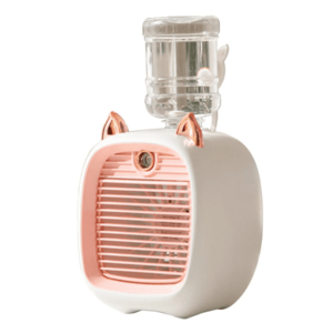 Ventilator portabil de birou cu incarcare USB si umidificare urechi pisica imagine