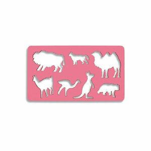 Sablon pentru desen, 7 animale salbatice, 21x12 cm, roz imagine