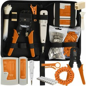 Kit tester cabluri, 145 piese, instrumente de retea, dezizolator sertizat, husa cu fermoar imagine