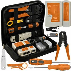 Kit tester cabluri, format XXL, trusa instrumente de retea, surubelnite, husa cu fermoar imagine