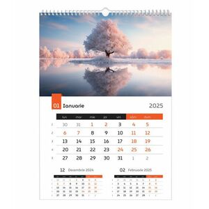 Calendar de perete format A3, cu peisaje, 12 file color spiralate, an 2025 imagine