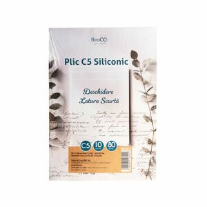 Plic C5 siliconic, set 10 bucati 162x229 mm, latura scurta, alb imagine