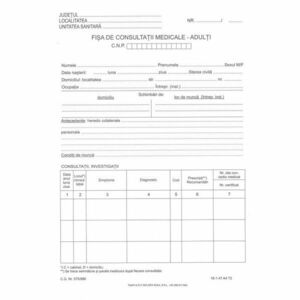 Fisa consultatii medicale adulti, tipar fata verso, A4, coperta carton 140 g/mp imagine