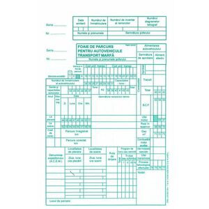 Foaia de parcurs marfa neinseriata B5, fata-verso, carton offset 100 g/mp, verde, negru imagine