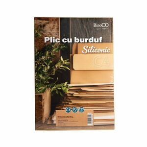 Plic cu burduf C4 siliconic, set 10 bucati, 229x324x40 mm, kraft imagine