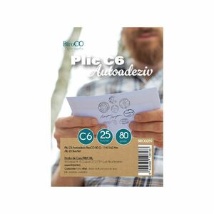 Plic C6 autoadeziv BiroCO, set 25 bucati, 114x162 mm, alb imagine