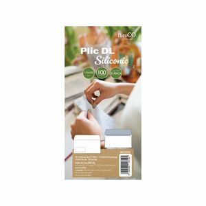 Plic Dl siliconic, 80 g/mp, 110X220 mm, fereastra 90X45 mm, set 100 bucati, alb imagine