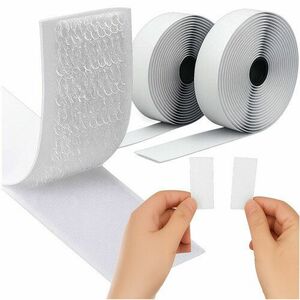 Banda autoadeziva cu scai, universala, latime 2.5 cm, lungime 500 cm, poliester, alb imagine