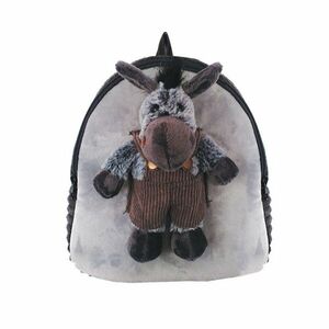 Ghiozdan gradinita, model baby animals donkey, 1 compartimente, bretele buretate, tesatura plus, fermoar, gri imagine