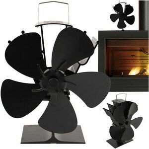 Ventilator pentru semineu, 5 palete, maner, aluminiu si otel, 16.3x9.5x22 cm, negru imagine