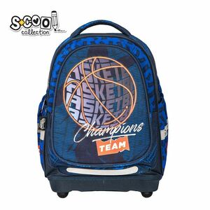 Ghiozdan model BASKETBALL, 3 compartimente, buzunare laterale, maner, 38x39x19.5 cm imagine