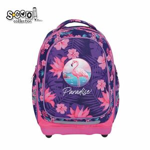 Ghiozdan ergonomic elevi, model FLAMINGO, fermoar compartimente, multicolor, 39x33x18 cm imagine