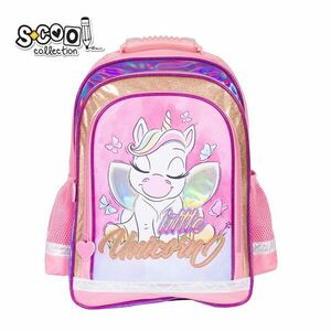 Ghiozdan ergonomic LITTLE UNICORN, bretele buretate, benzi reflectorizante 360 grade, 40.5x29x13.5 cm, PVC cu sclipici imagine