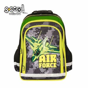Ghiozdan ergonomic pentru baieti, model AIR FORCE, compartiment spatios, buzunar frontal si 2 buzunare laterale, 40.5 cm imagine