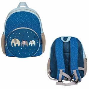 Ghiozdan gradinita cu imprimeu elefanti, bretele reglabile si benzi reflectorizante, 5L, albastru imagine