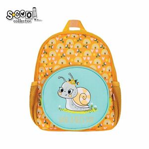 Ghiozdan pentru fetite, imprimeu HAPPY SNAIL, bretele reglabile, maner, 31x24x9 cm, galben imagine