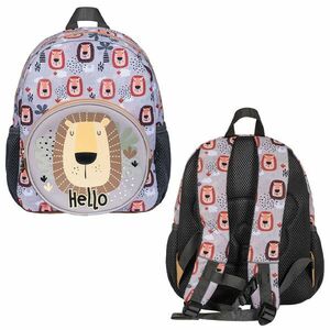 Ghiozdan gradinita HELLO, 31x24x9 cm, fermoar cu pandantiv ursulet, buzunar frontal rotund, 31 cm, multicolor imagine