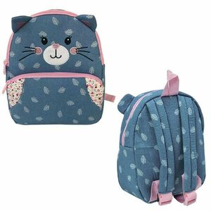 Ghiozdan gradinita cu design KITTY, aplicatii cu sclipici, urechi, bretele reglabile, poliester buretat, 23x8x28 cm imagine