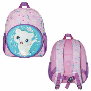 Ghiozdan fetite, pentru gradinita, model KITTY, buzunar frontal, maner, fermoare cu pandantive, 31 cm imagine
