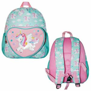 Ghiozdan gradinita UNICORN, compartiment spatios, buzunar frontal inimioara, exterior din plasa, multicolor imagine