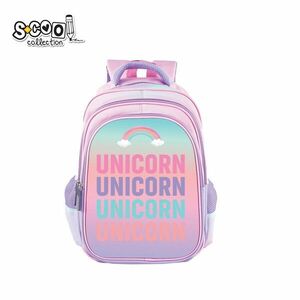 Ghiozdan 3D UNICORN pentru fetite 6-11 ani, buzunare laterale, picioare stabilizatoare, 38x35x20 cm imagine