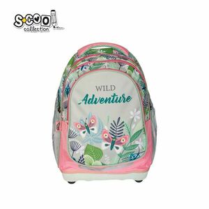 Ghiozdan anatomic pentru fete, 24L, 2 compartimente cu fermoar, maner rezistent, motiv WILD ADVENTURE imagine