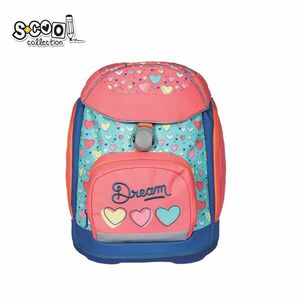 Ghiozdan anatomic cu motiv DREAM, multicolor, buzunar frontal termoizolat, curea fixare talie, 3 picioare imagine