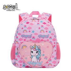 Ghiozdan de gradinita MAGICAL, compartiment captusit, cursoare cu pandantive, 3-5 ani, 30x24x9 cm, roz imagine