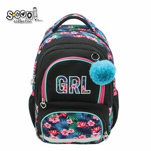 Ghiozdan ergonomic, GRL, compartiment laptop, compartiment principal, pom-pom, fixare catarama, 42x31x16 cm imagine
