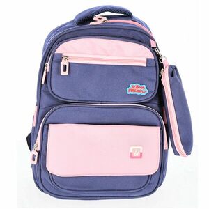Ghiozdan clasa 0, 4 compartimente si penar inclus, cusaturi duble, spate buretat, bluemarin si roz imagine