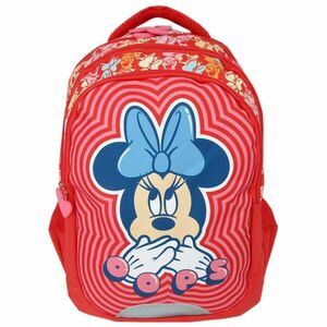 Ghiozdan Minnie mouse cu 3 compartimente separate, imprimeu OOPS, spate buretat, rosu imagine