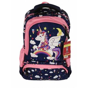 Ghiozdan Pigna cu 3 fermoare, UNICORN BLEU STAR, bretele reglabile, 38 x 29 x 13 cm imagine