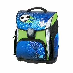 Ghiozdan imprimeu fotbal, compartiment spatios, sac pentru sport si penar incluse, mesh 3D, impermeabil imagine