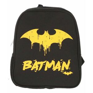 Ghiozdan Batman pentru gradinita, negru, buzunar lateral exterior, impermeabil/poliester, 28 cm imagine