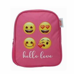 Ghiozdan roz pentru prescolari, imprimeu emoticoane, bretele reglabile, 28 x 24 x 9 cm imagine