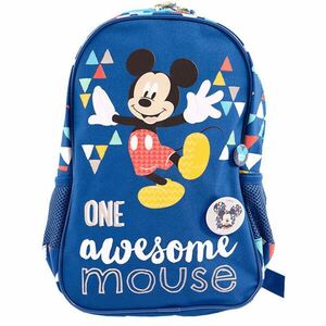 Ghiozdan MICKEY pentru gradinita, imprimeu triunghiuri, spatiu pentru personalizare, albastru imagine