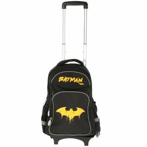 Ghiozdan troller, clasele I-IV, imprimeu BATMAN, 2 compartimente, 6 roti, poliester imagine