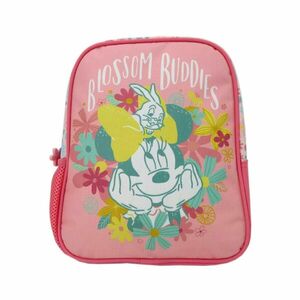 Ghiozdan cu imprimeu Minnie Mouse si detalii florale, fermoar, bretele buretate, 28 x 24 x 9 cm imagine
