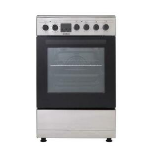 Aragaz Samus SM564VTE INOX, Electric, 4 Zone de gatit vitroceramice, 56 L, 60 cm (Argintiu/Negru) imagine