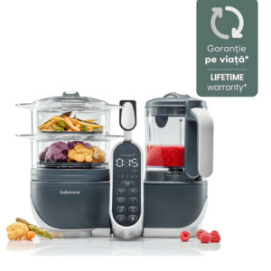 Robot multifunctional 5 in 1 Babymoov Nutribaby (+) Industrial Grey A001124, 500 W, 1500 mL Gatit, 700 mL Blender (Gri) imagine