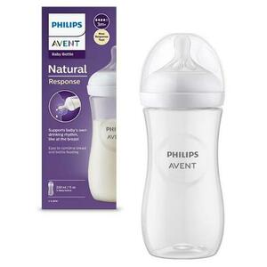 Biberon Philips Avent Natural Response SCY906/01, 330 ml, +3 luni, Fara BPA (Alb/Transparent) imagine